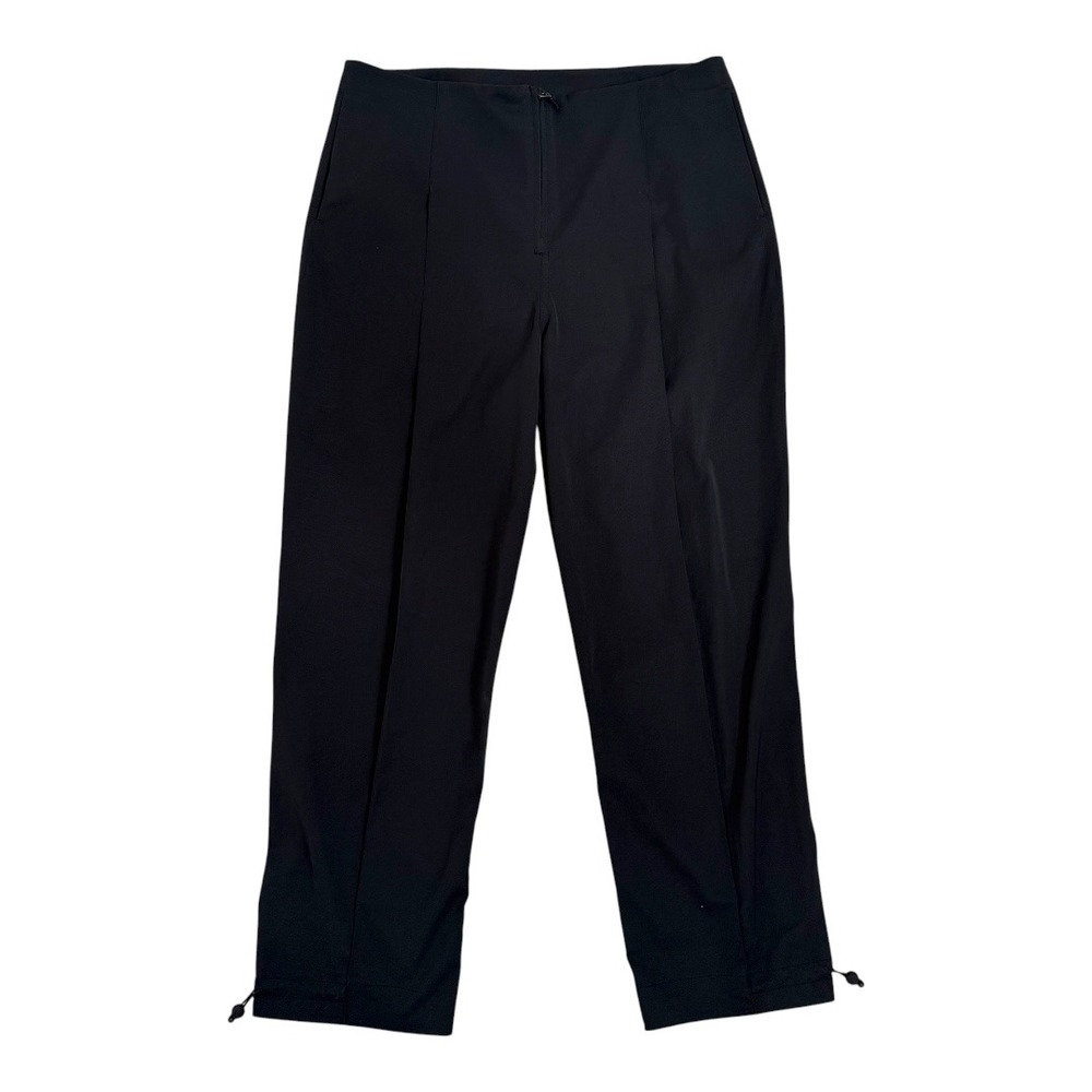 Lululemon Trousers Womens 31 Black Pleated High Waist Bungee Hem Linen Cotton